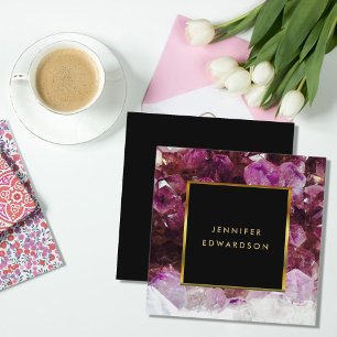 Purple amethyst gemstone crystal professional square business card