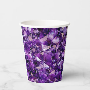 Purple Amethyst Geode Crystals Gemstone Paper Cups