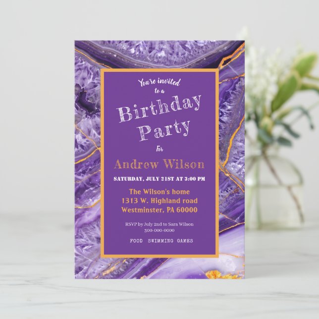 Purple Amethyst Invitation (Standing Front)