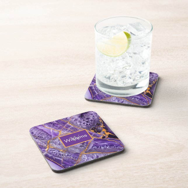 Purple Amethyst Pattern  Coaster (Right Side)
