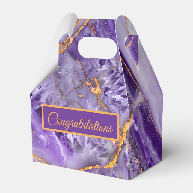 Purple Amethyst Pattern  Favour Box (Front Side)