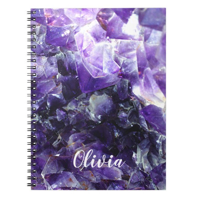 Purple amethyst Personalised Name Notebook (Front)