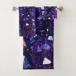 Purple Amethyst Quartz Crystal Bath Towel Set