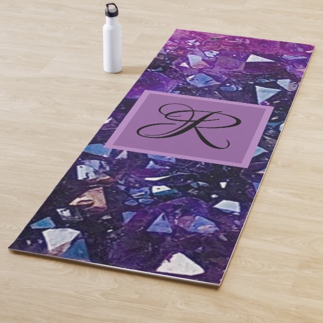 Purple Amethyst Quartz Crystal Monogram Yoga Mat (In Situ)