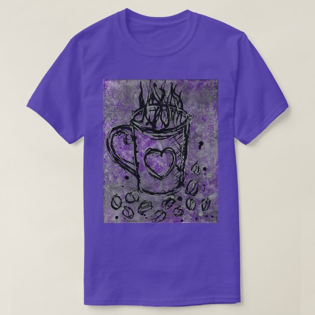 Purple amp Black Coffee Abstract Coffe cup Paintin T-Shirt (Design Front)
