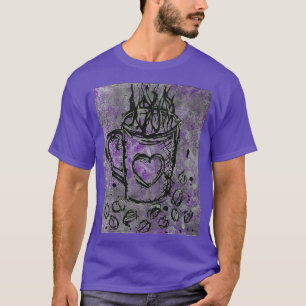Purple amp Black Coffee Abstract Coffe cup Paintin T-Shirt