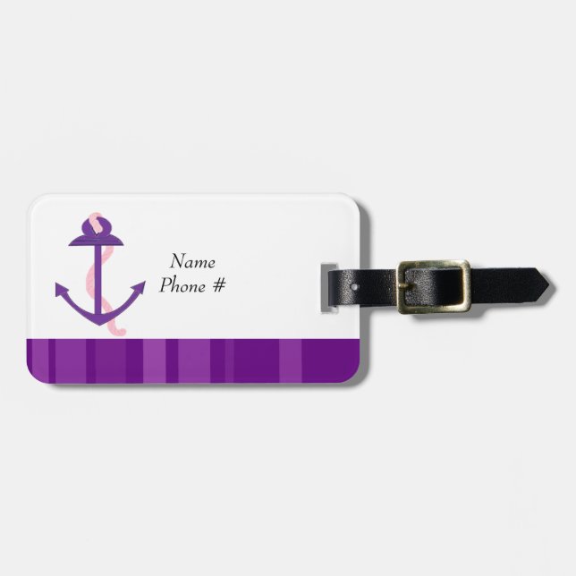 Purple Anchor Luggage Tag (Front Horizontal)
