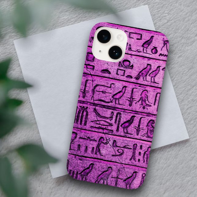 Purple Ancient Egyptian Hieroglyphs iPhone 14 Case (Creator Uploaded)