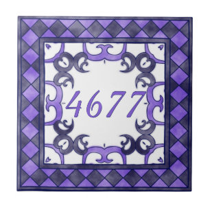 Purple and Anthracite Small House Number Tile