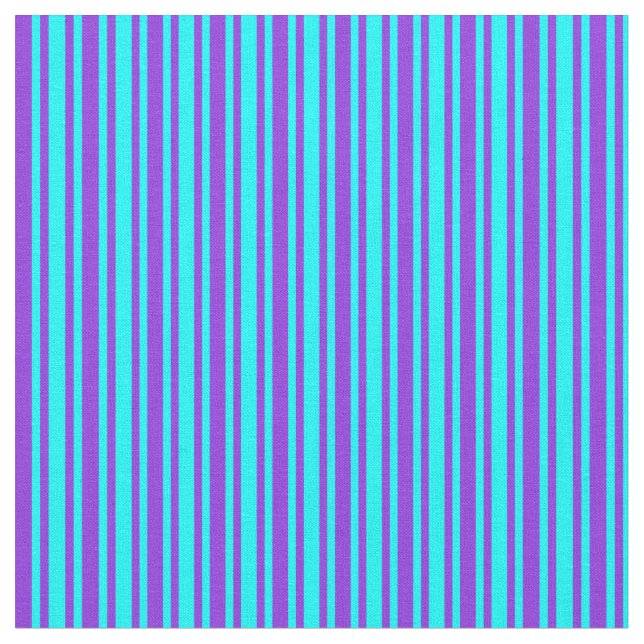 Purple and Aqua Coloured Lined/Striped Pattern Fabric (Close Up)