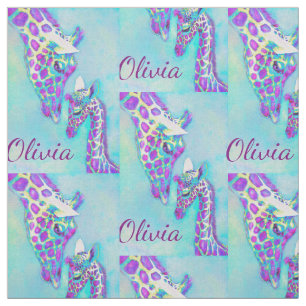 purple and aqua giraffes- personalised fabric