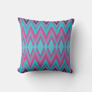 Purple and Aqua Tribal Cushion