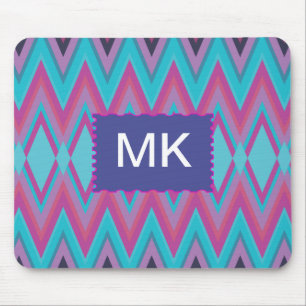 Purple and Aqua Tribal Mouse Mat
