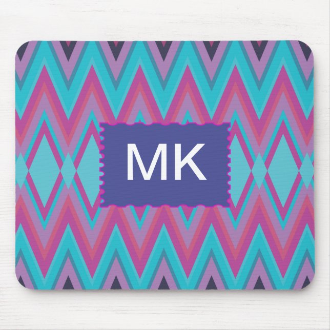 Purple and Aqua Tribal Mouse Mat (Front)