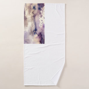 Purple and Beige Abstract Watercolor Bath Towel