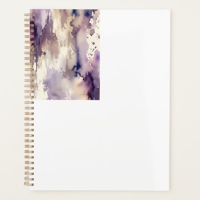  Purple and Beige Abstract Watercolor Planner (Front)