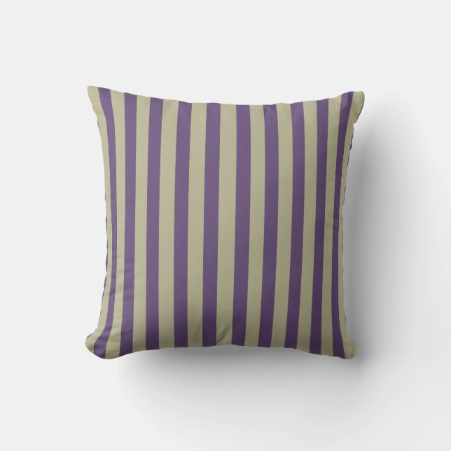 Purple and Beige Coordinated Stripes Cushion (Front)