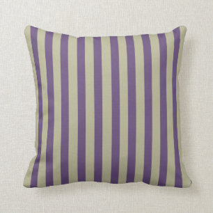 Purple and Beige Coordinated Stripes Cushion
