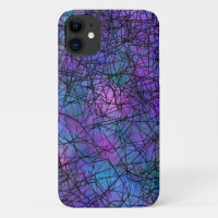 Purple and Black Abstract Line Unique Art
