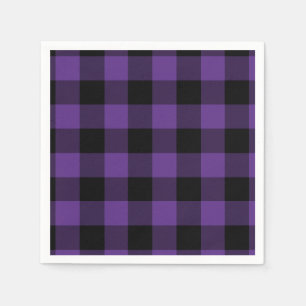 Purple and Black Buffalo Check Plaid Pattern Napkin