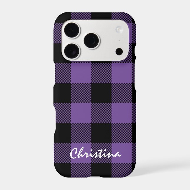 Purple and Black Buffalo Plaid Personalised (Back)