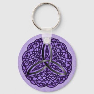 Purple and Black Celtic Art Trinity Knot Key Ring