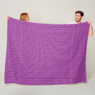 Purple And Black Checks, Large Fleece Blanket