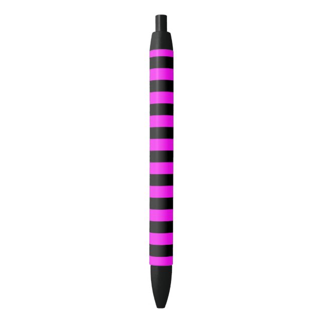 Purple and Black Coloured striped pattern Black Ink Pen (Front Vertical)