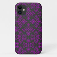 Purple and Black Damask Pattern