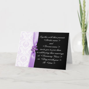 Purple and black Damask Wedding invitation