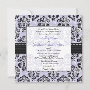 Purple and Black Damask Wedding Invitations
