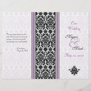 Purple and Black Damask Wedding Program