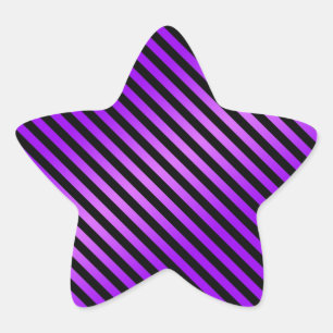Purple and Black Diagonal Stripes Star Sticker