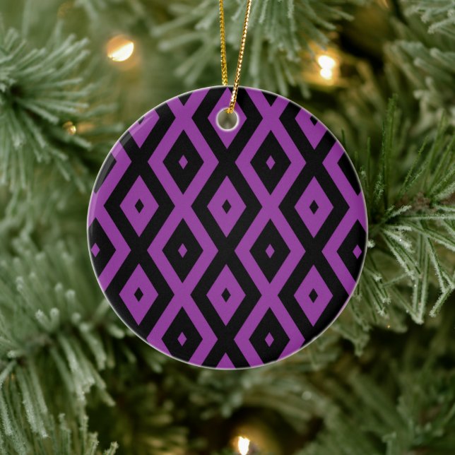 Purple and black diamond pattern ceramic tree decoration (Tree)