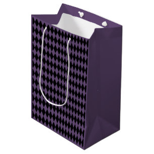 Purple and Black Diamond Pattern Halloween Medium Gift Bag