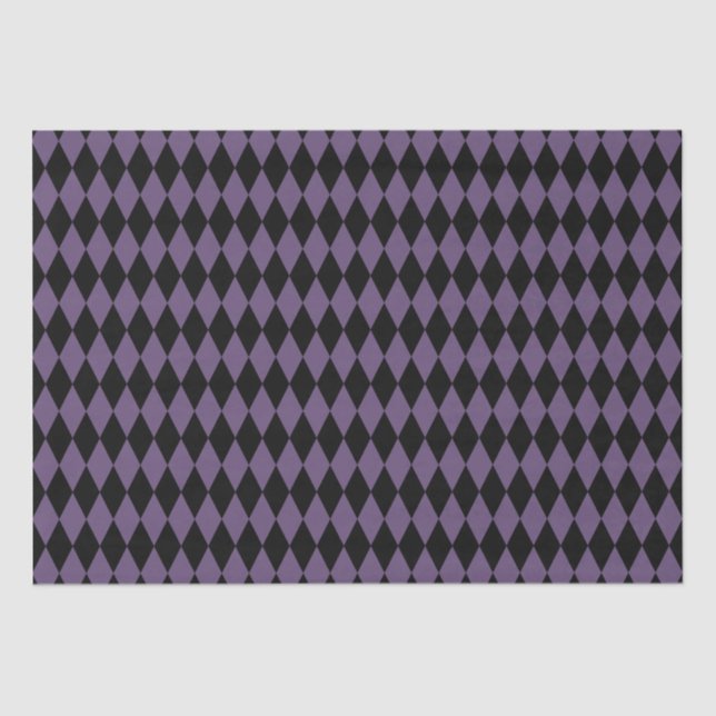 Purple and Black Diamond Pattern Halloween Tissue Paper (Front)