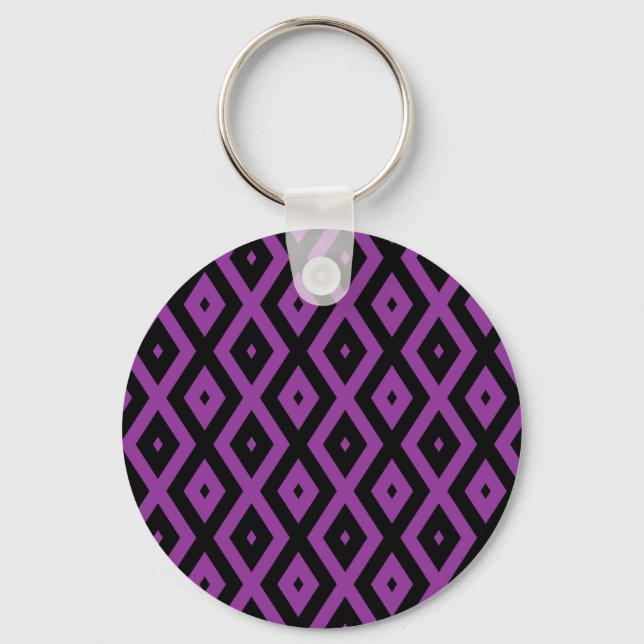 Purple and black diamond pattern key ring (Front)