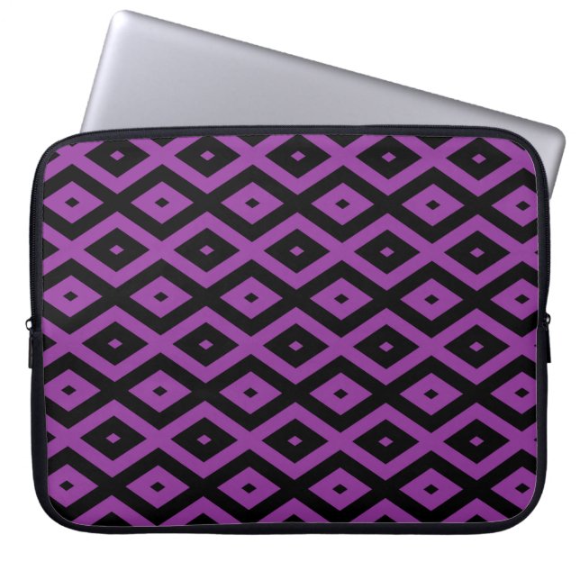 Purple and black diamond pattern laptop sleeve (Front)