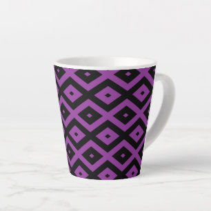 Purple and black diamond pattern latte mug