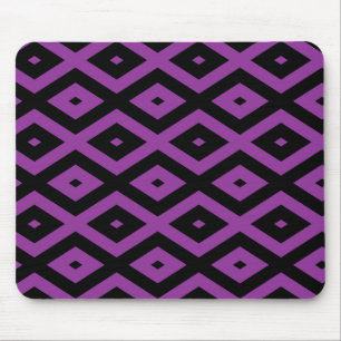 Purple and black diamond pattern mouse mat