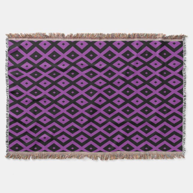 Purple and black diamond pattern throw blanket (Front)