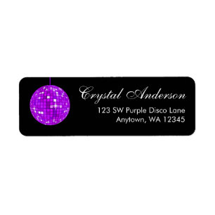 Purple and Black Disco Ball Return Address
