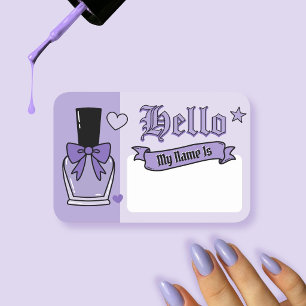 Purple and Black Edgy Gothic Lettering Nail Tech Name Tag