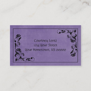 Purple and Black Floral Business Card