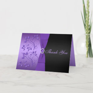 Purple and Black Floral Thank You Card