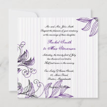 Purple and Black Floral Wedding Invitation