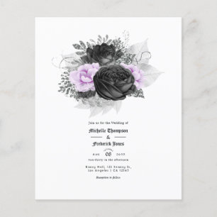 Purple and Black Floral Wedding Invitation Flyer