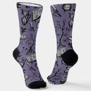 Purple and Black Fun Spooky Halloween Socks