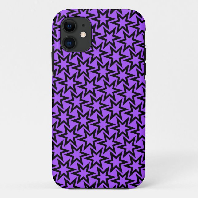 Purple And  Black Geometric Star Pattern Case-Mate iPhone Case (Back)