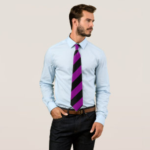 Purple and Black Giant Diagonal Stripes Tie